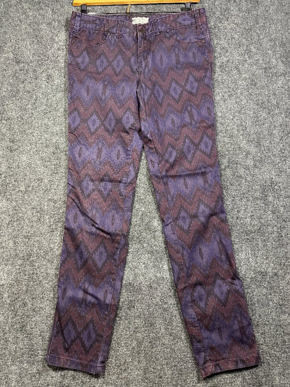 Free People Jeans Womens 30 Purple Cotton Stretch Geometric Aztec Print Tapered